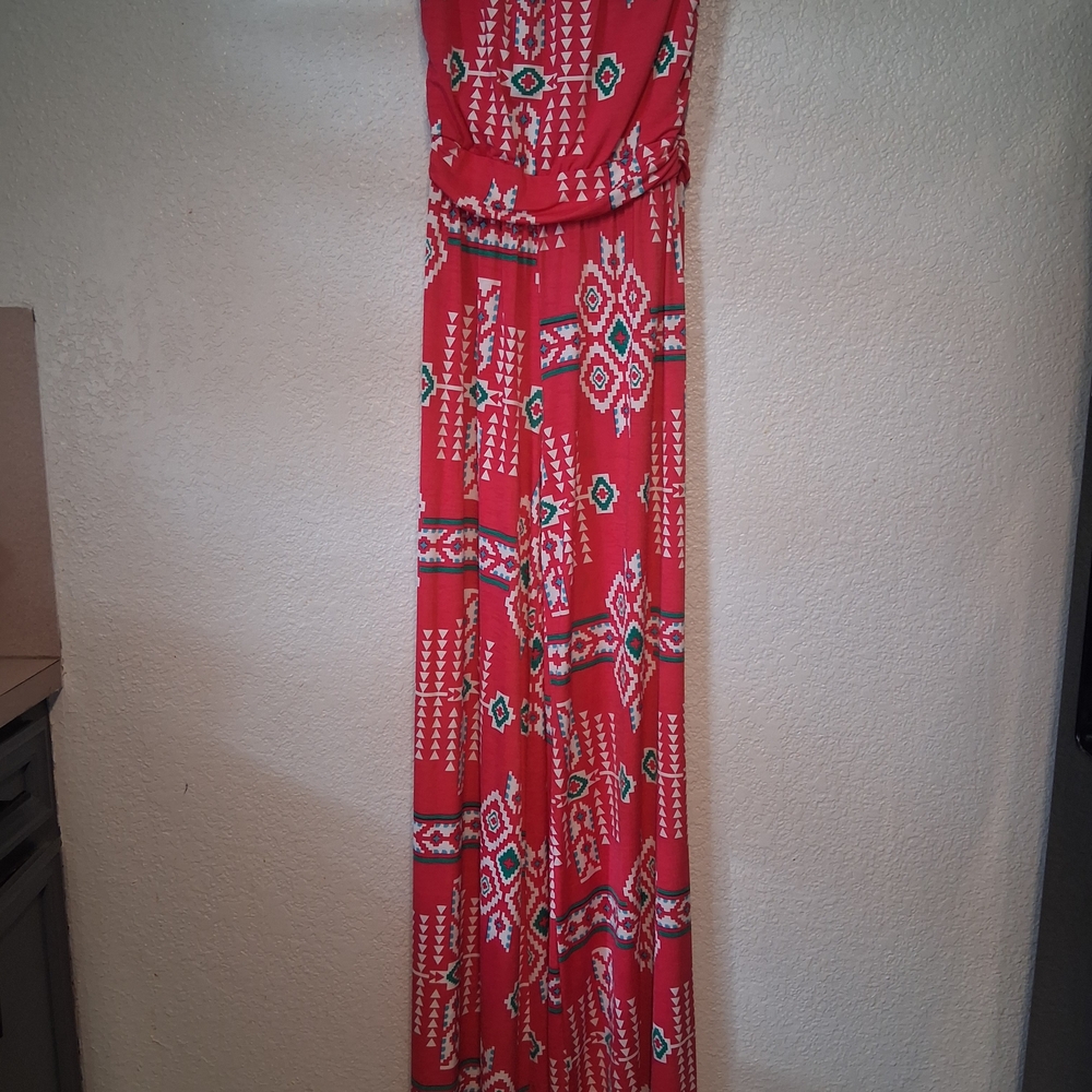 Auditions Red Patterned Aztec Wide Leg Jumpsuit